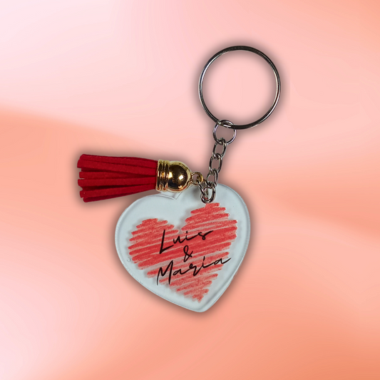 Llavero acrílico corazón personalizable