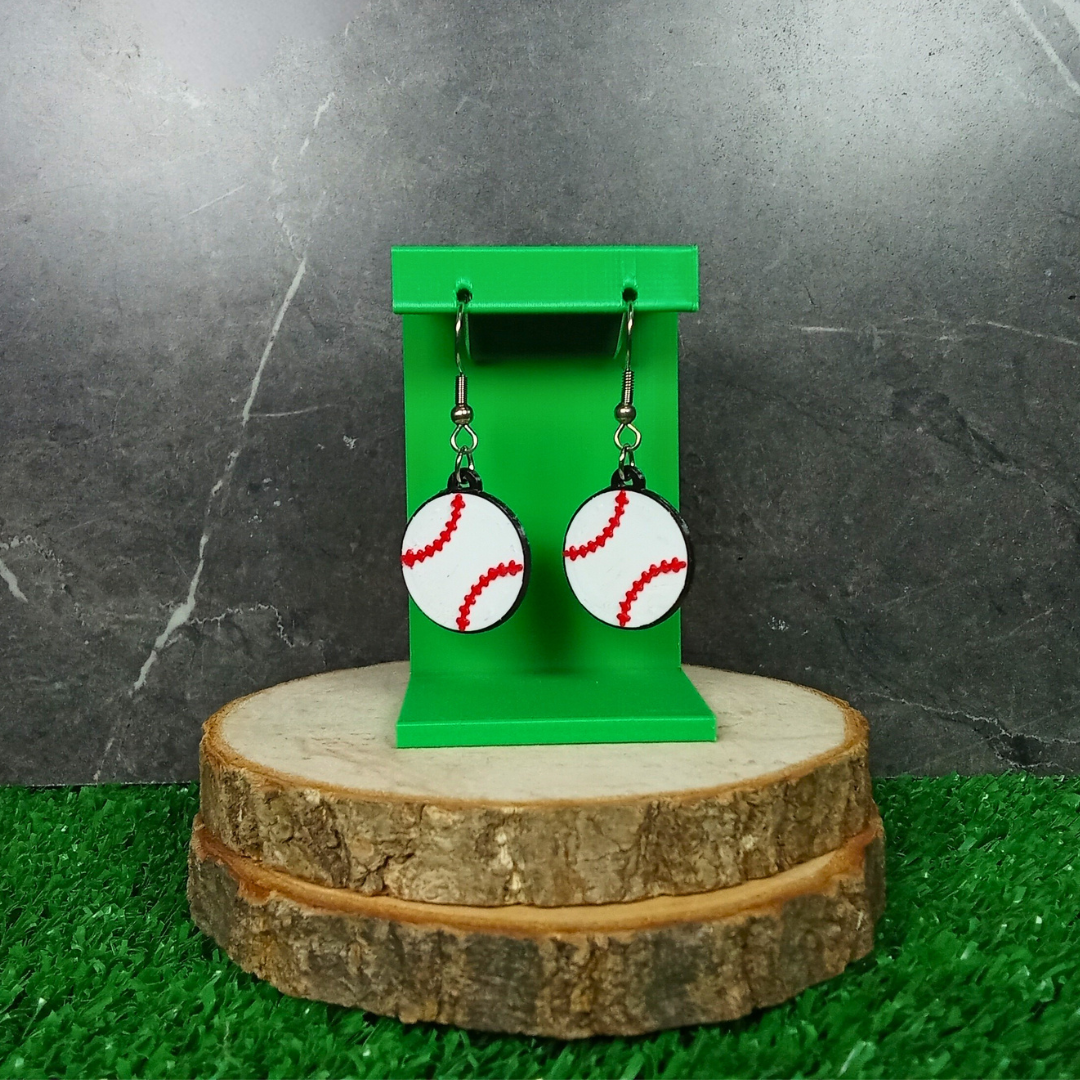 Pendientes 3D "Pelota béisbol"