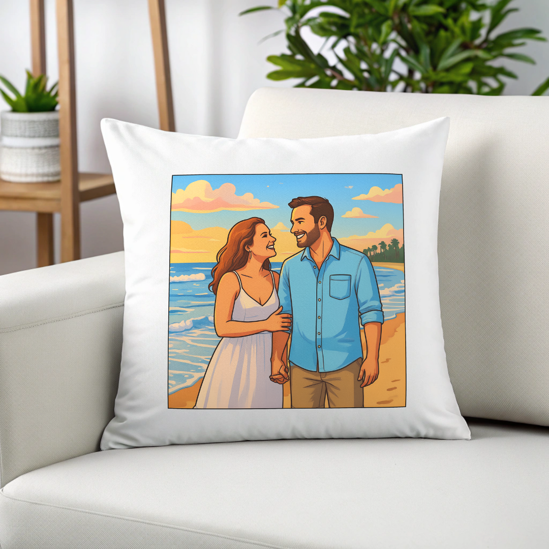 Cojín cuadrado personalizado foto a dibujo