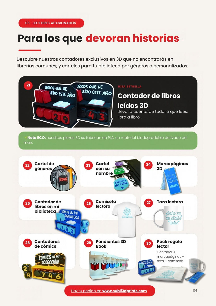 Página interior de la guía de regalos