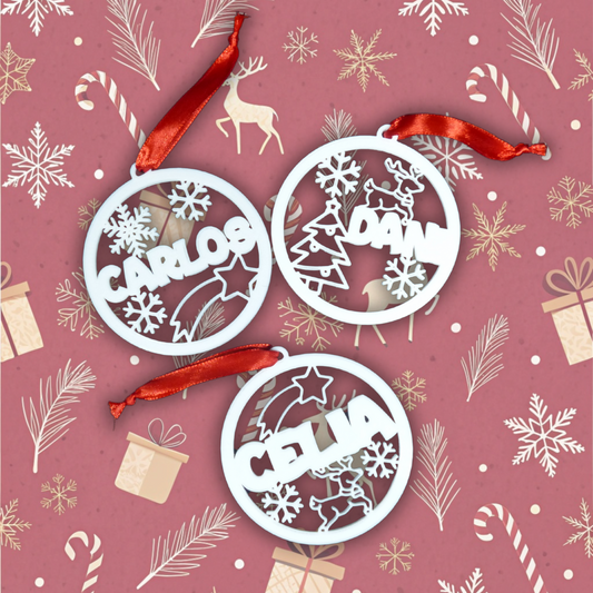 Bola de navidad personalizada con nombre a un color