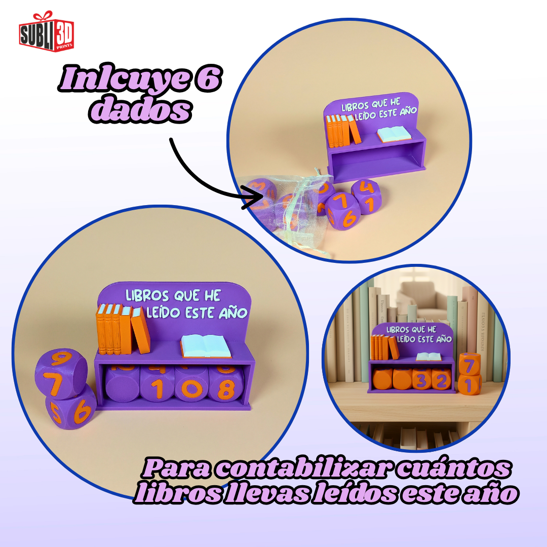 Contador de Libros Leídos Este Año – Impresión 3D Decorativa para Amantes de la Lectura