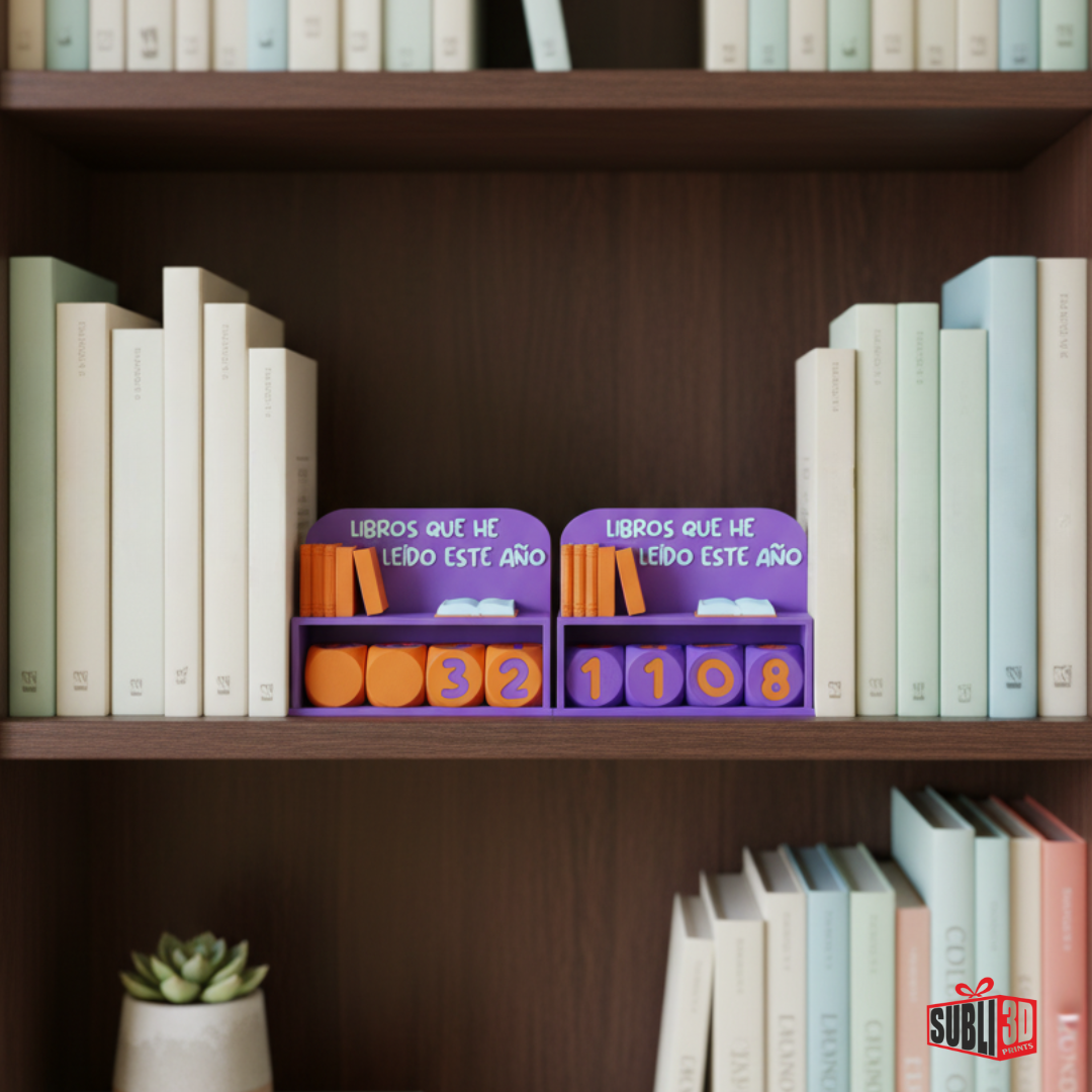 Contador de Libros Leídos Este Año – Impresión 3D Decorativa para Amantes de la Lectura
