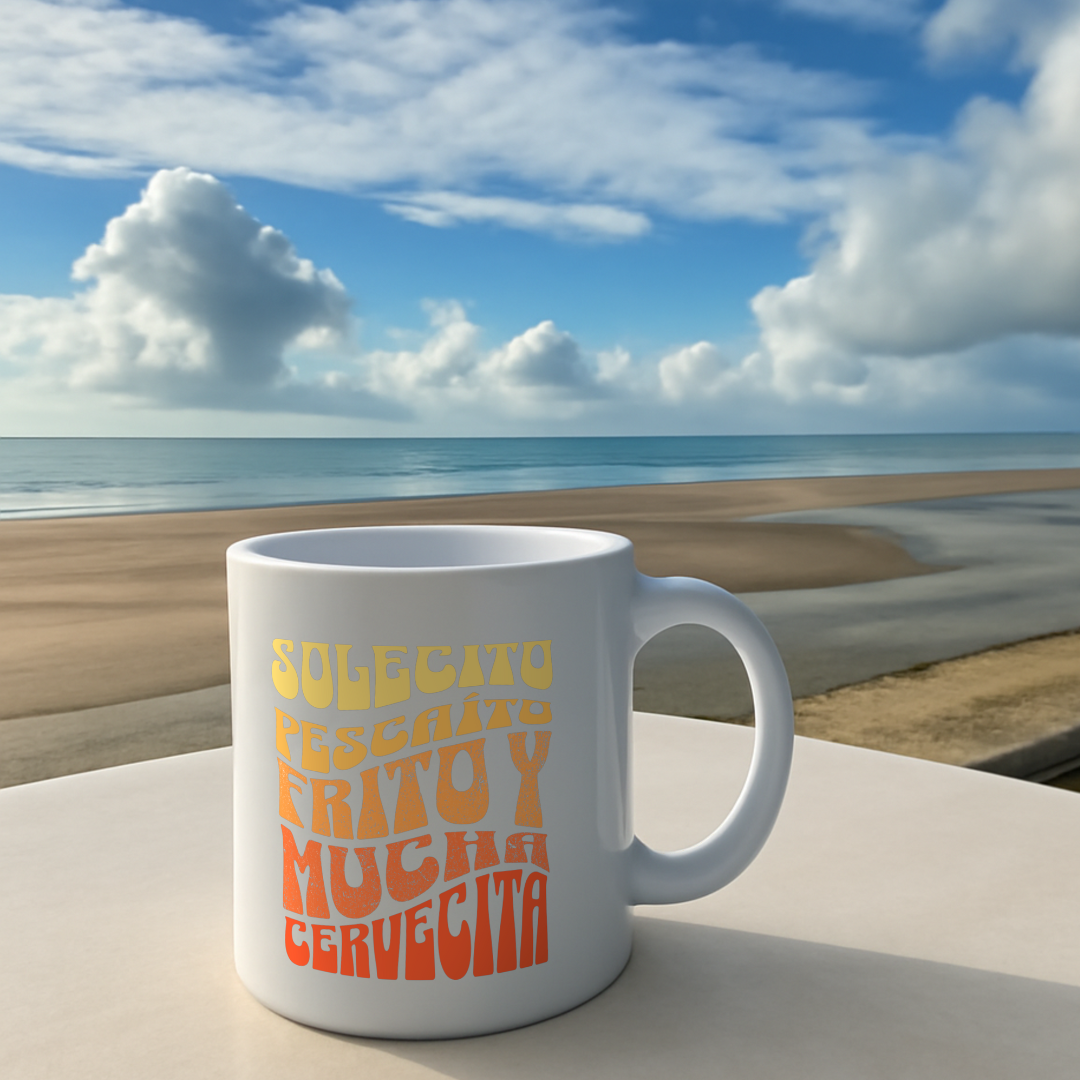 Taza "Solecito, pescaíto frito y mucha cervecita"