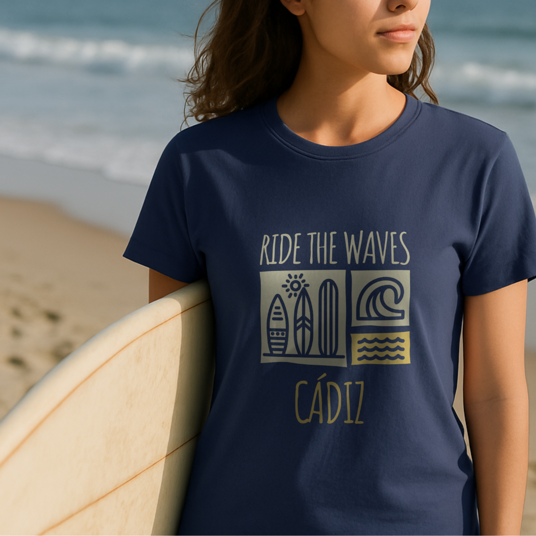 Camiseta "Ride the waves, Cádiz"