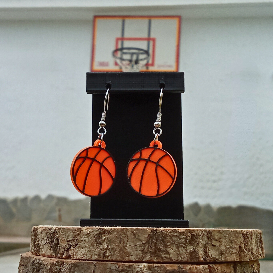 Pendientes 3D "Pelota baloncesto"