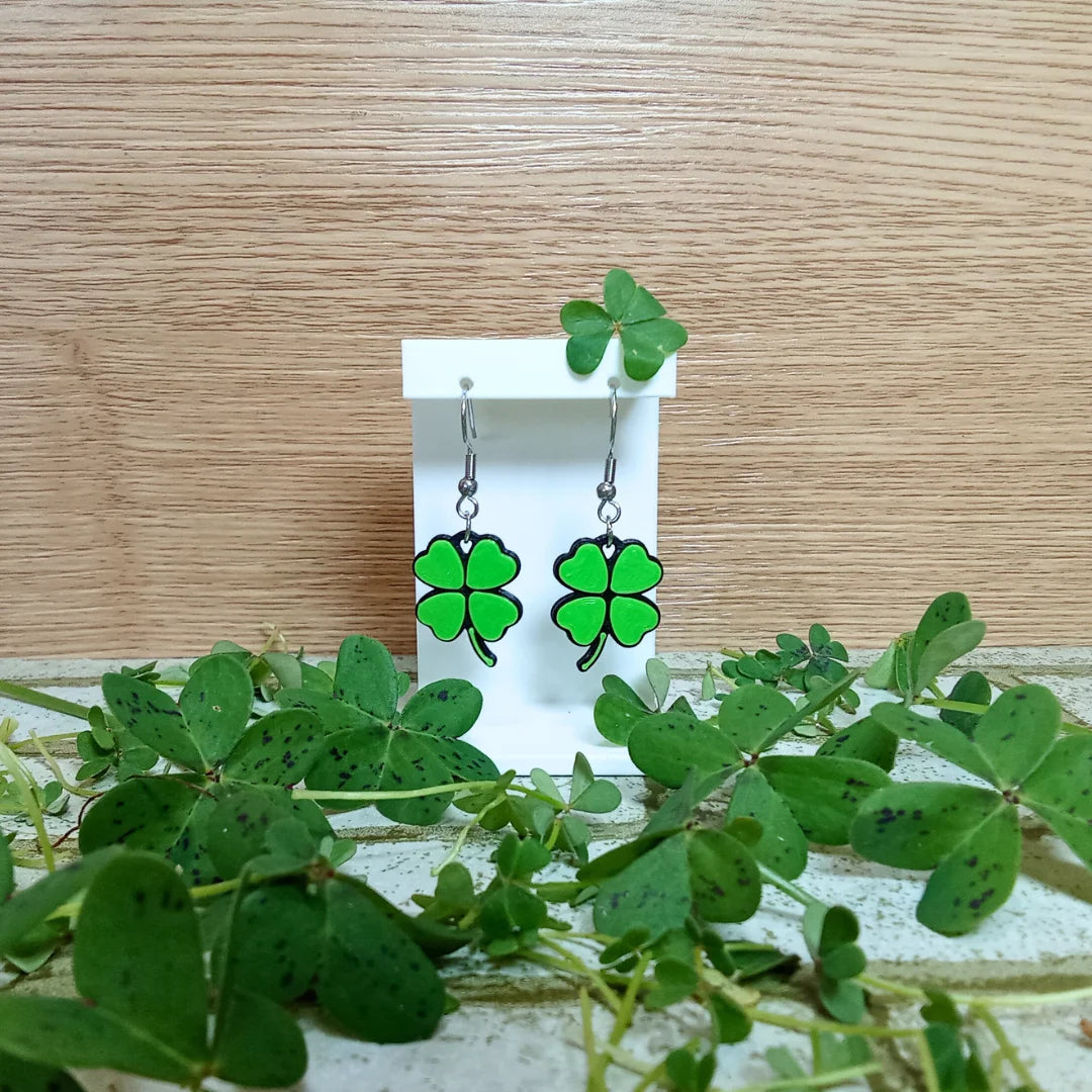 Pendientes 3D "Trébol 4 hojas" - Product Image