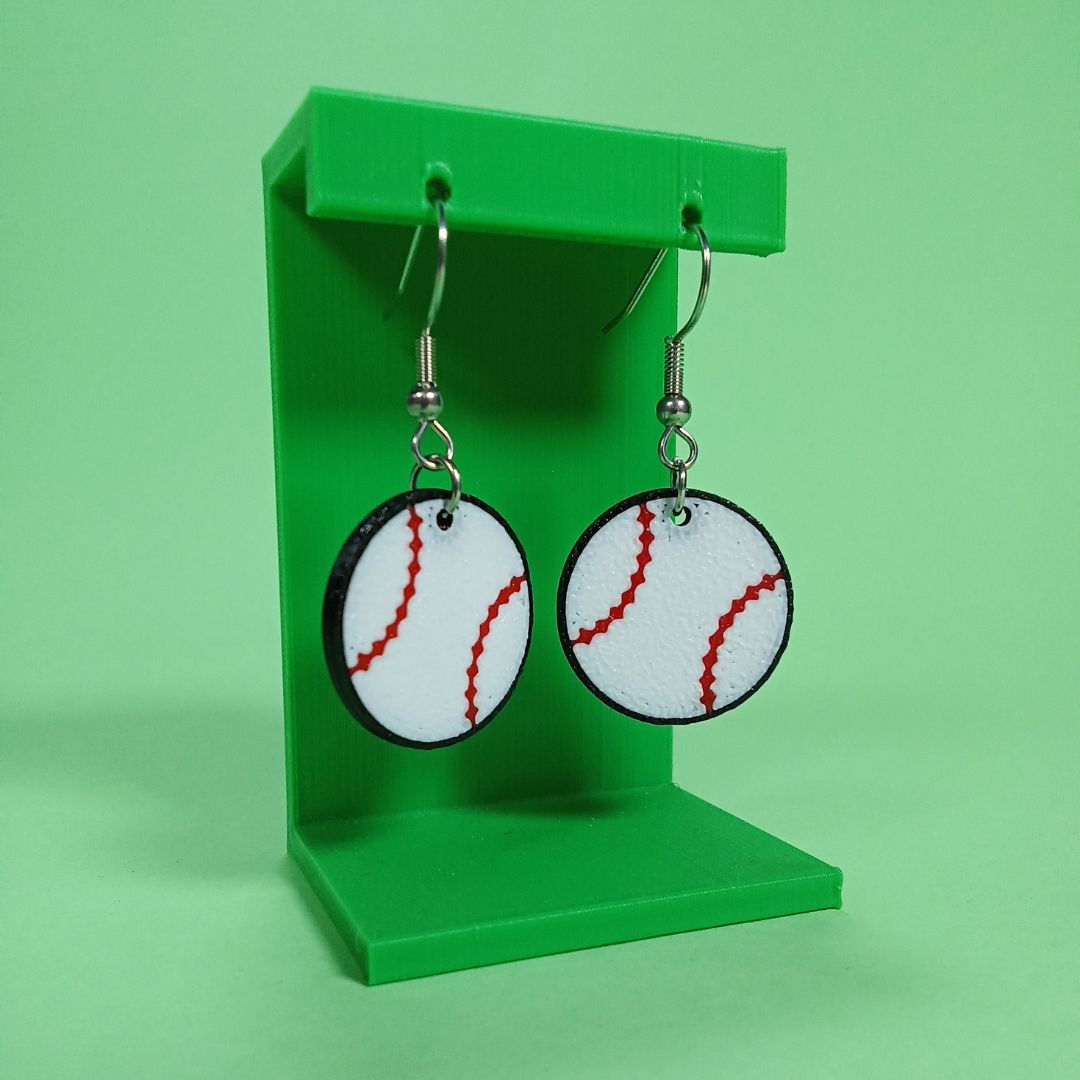 Pendientes 3D "Pelota béisbol"