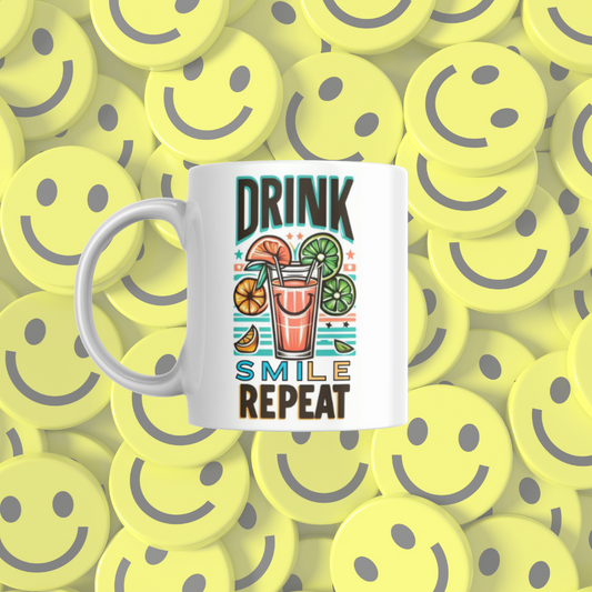 Taza "Drink, smile, repeat"