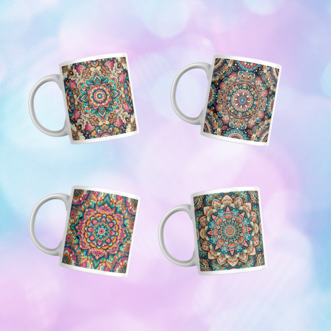 Juego 4 tazas "Mandala" varios diseño