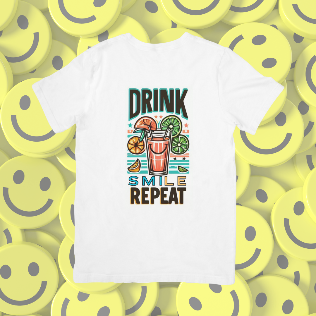 Camiseta "Drink, smile, repeat"
