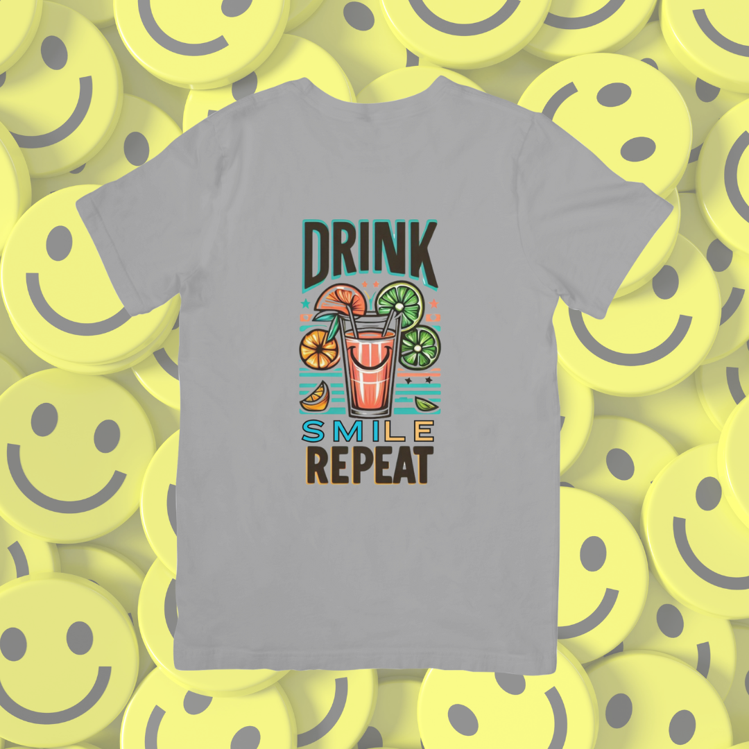 Camiseta "Drink, smile, repeat"