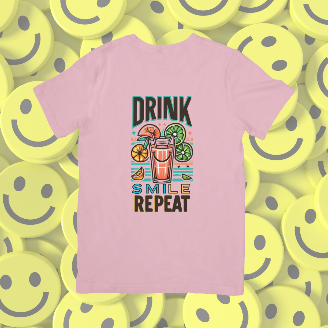 Camiseta "Drink, smile, repeat"