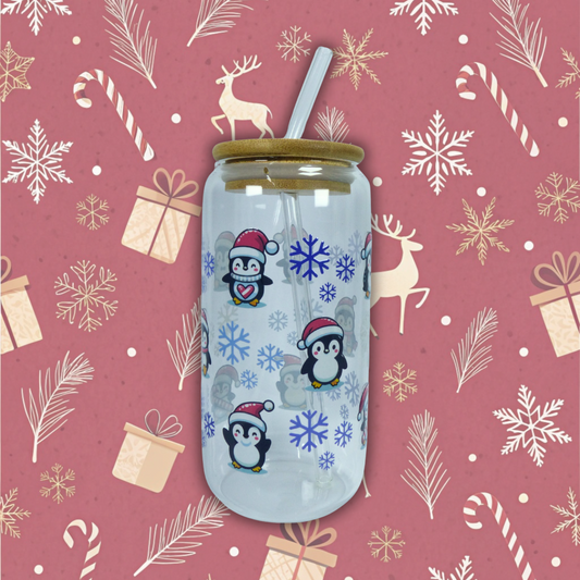 Vaso de cristal "Penguins in the snow"