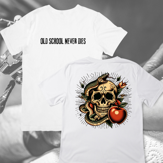 Camiseta "Old school never dies calavera"