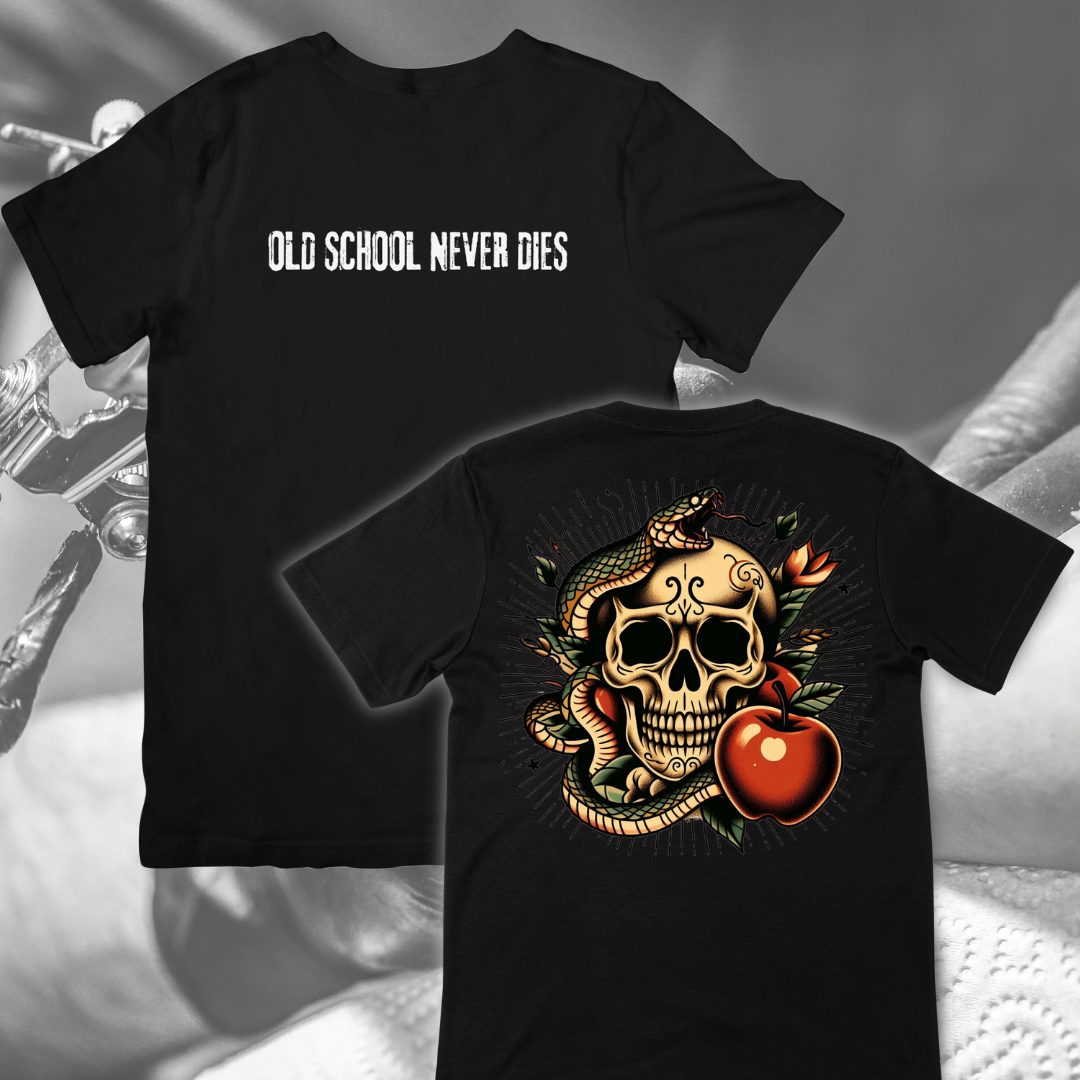 Camiseta "Old school never dies calavera"