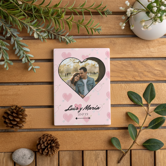 Azulejo personalizado con foto, nombre y fecha