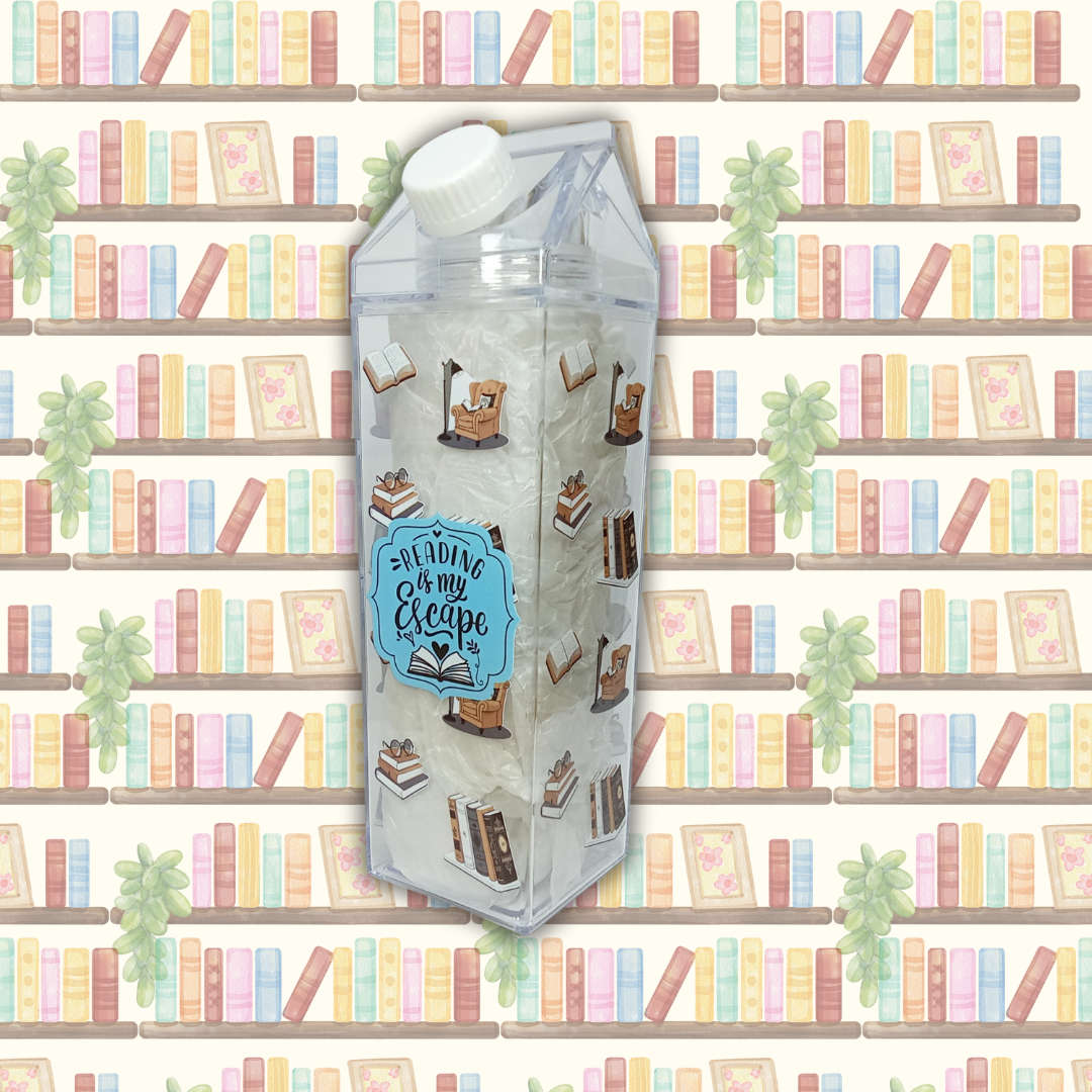 Botella cartón de leche "Reading is my escape"