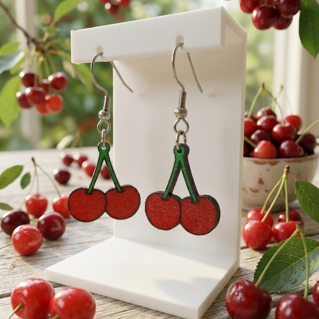 Pendientes 3D "Cereza"