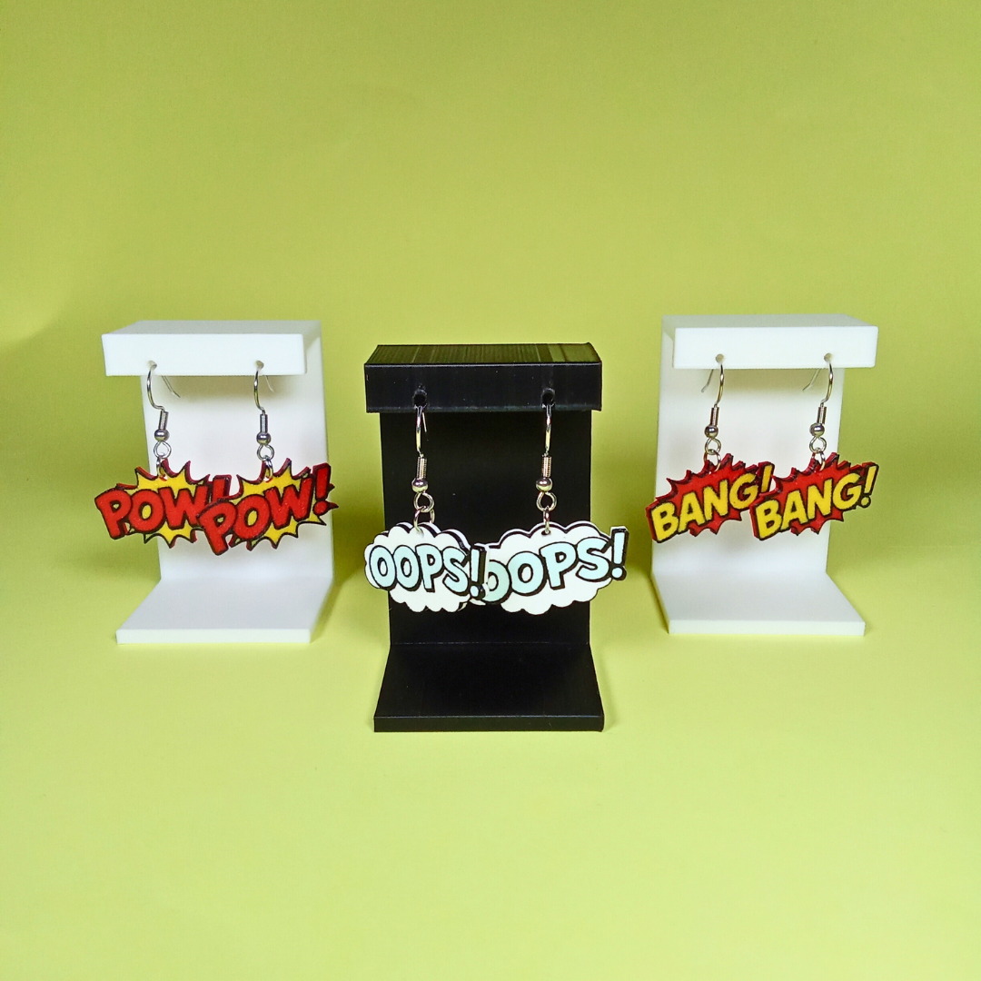 Pendientes 3D "Cómics"