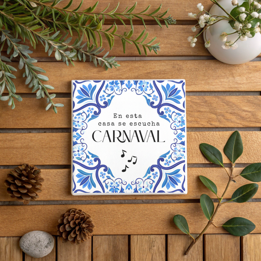 Azulejo "En esta casa se escucha..." personalizado