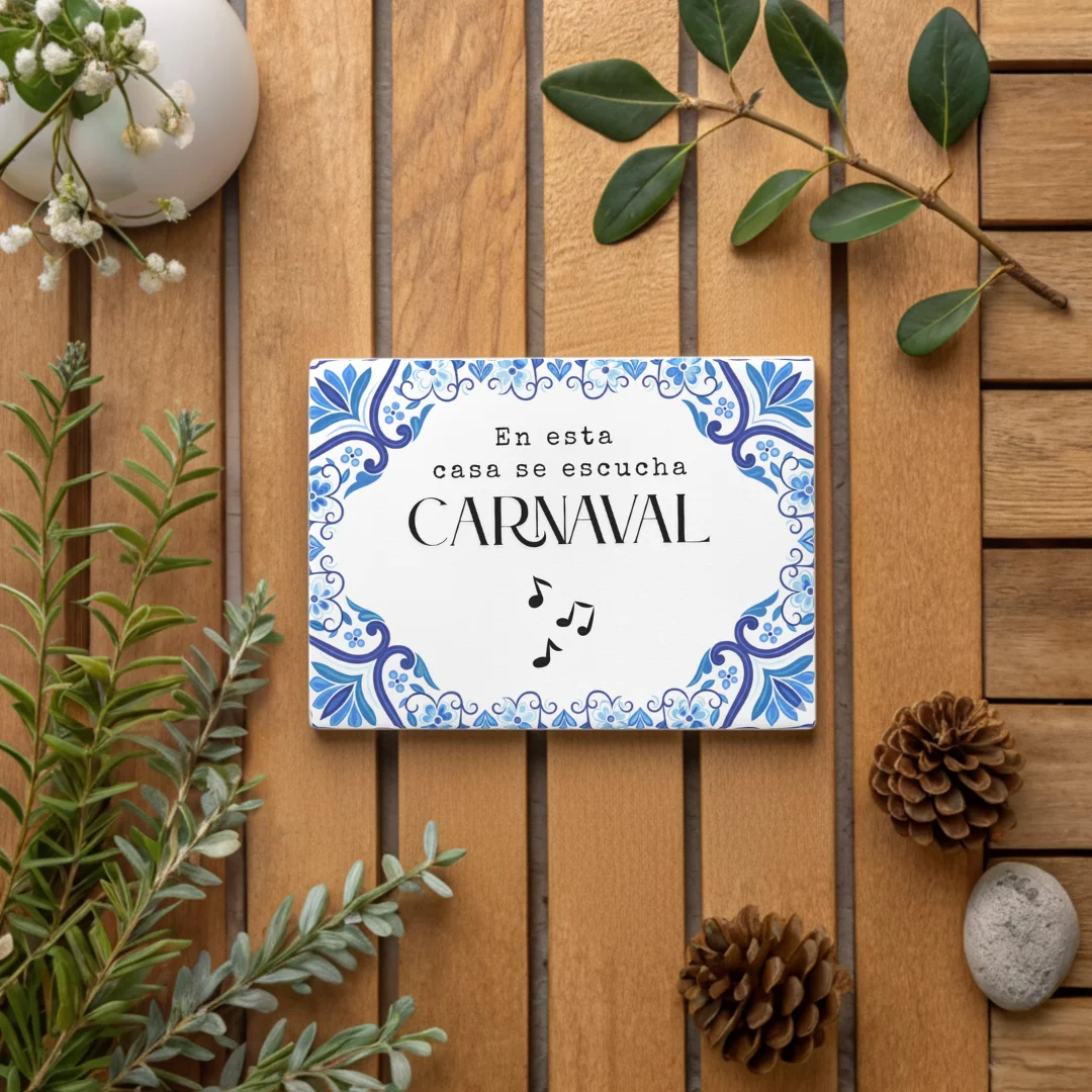 Azulejo "En esta casa se escucha..." personalizado
