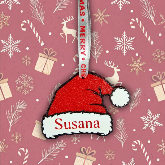 Bola de navidad 3D personalizada Gorro Papá Noel nombre - Product Image