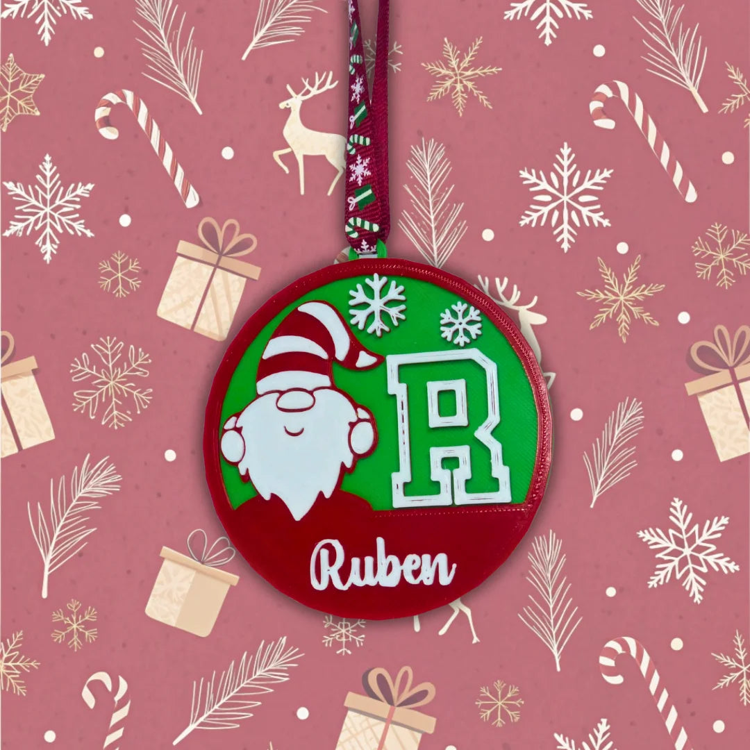 Bola de navidad personalizada Gnomo/Muñeco de nieve con nombre - Product Image