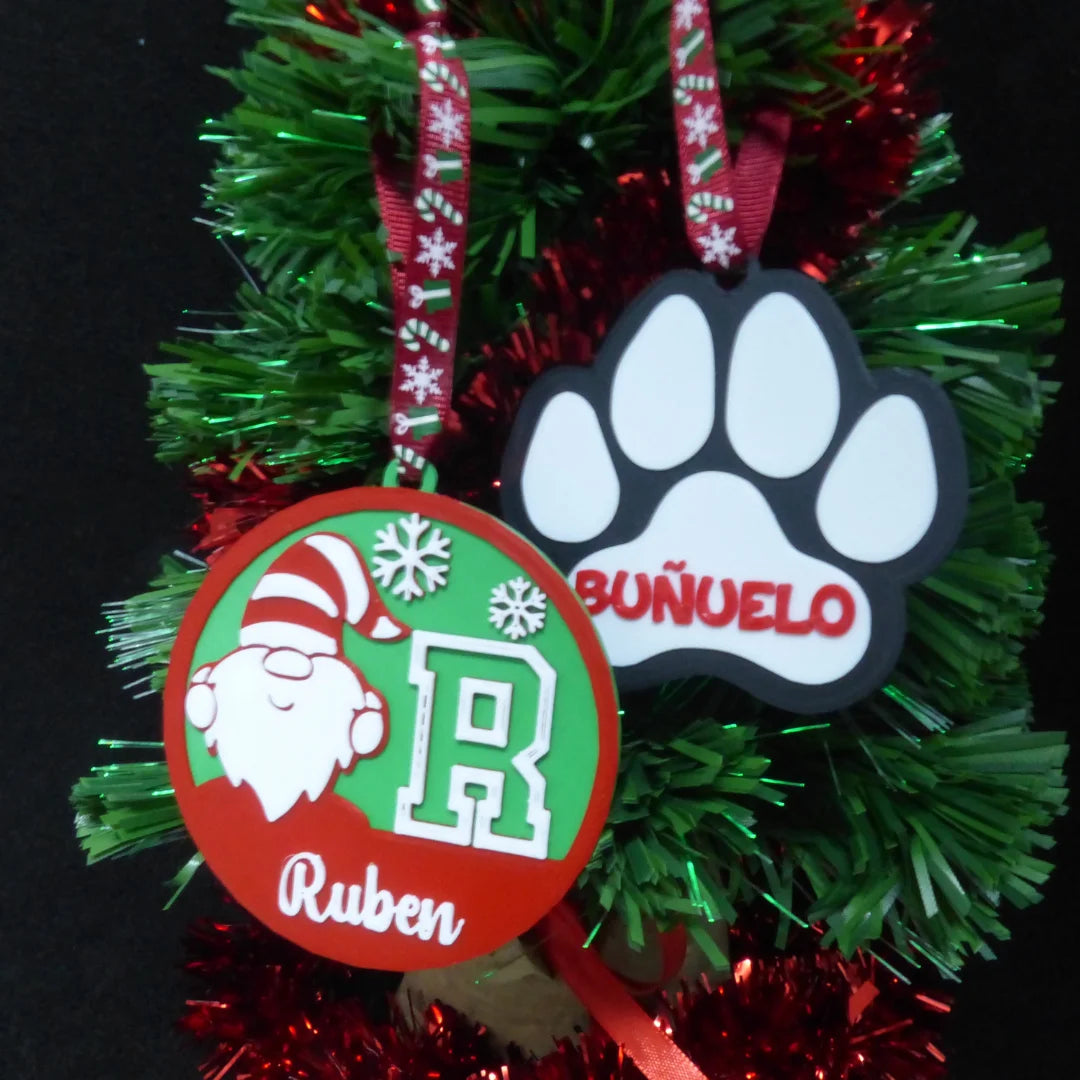 Bola de navidad personalizada Gnomo/Muñeco de nieve con nombre - Product Image