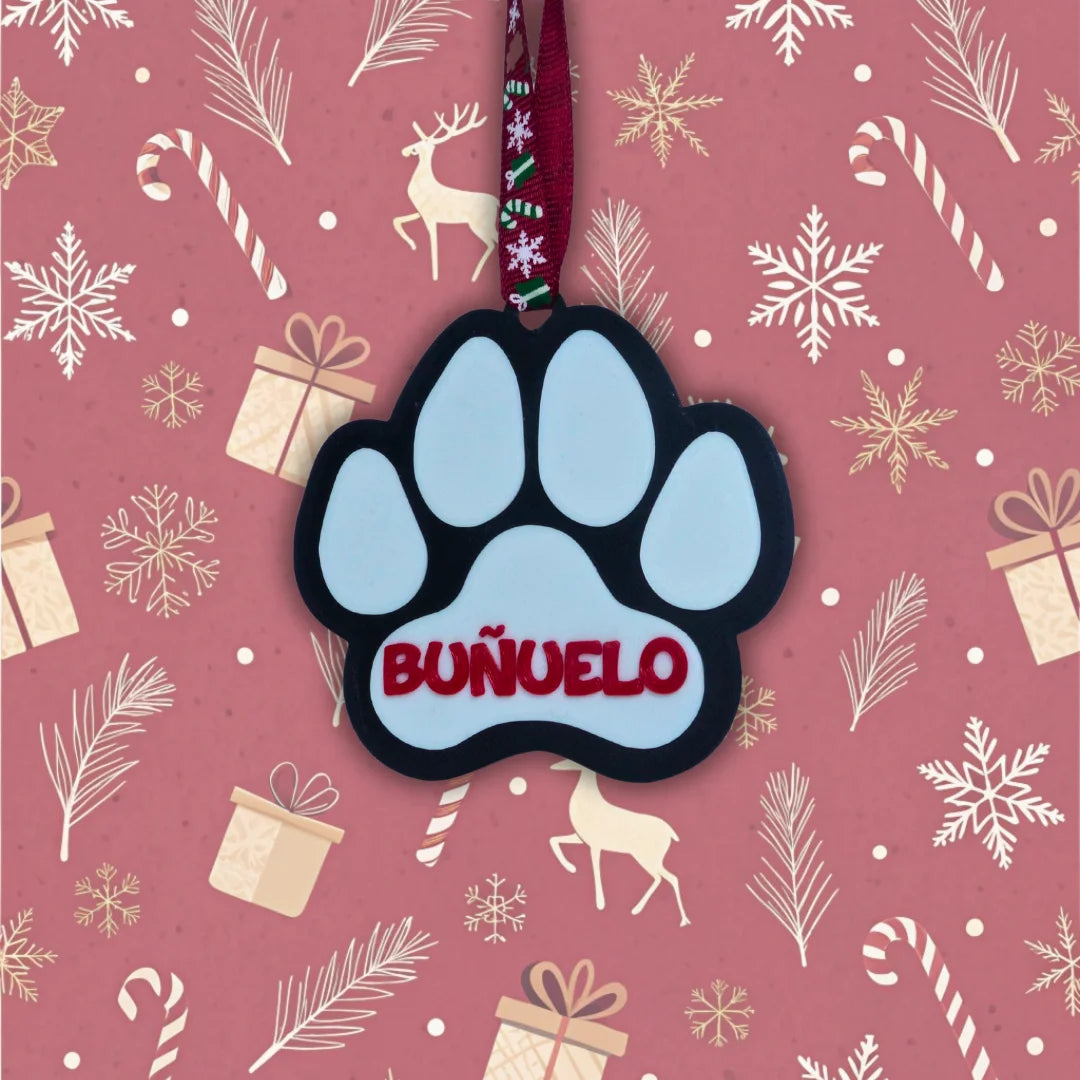 Bola de navidad personalizada Huella de mascota con nombre - Product Image