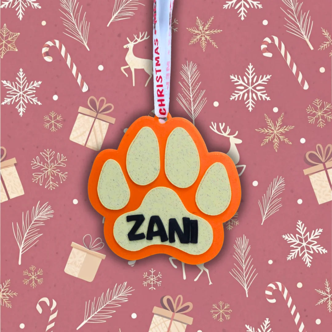 Bola de navidad personalizada Huella de mascota con nombre - Product Image