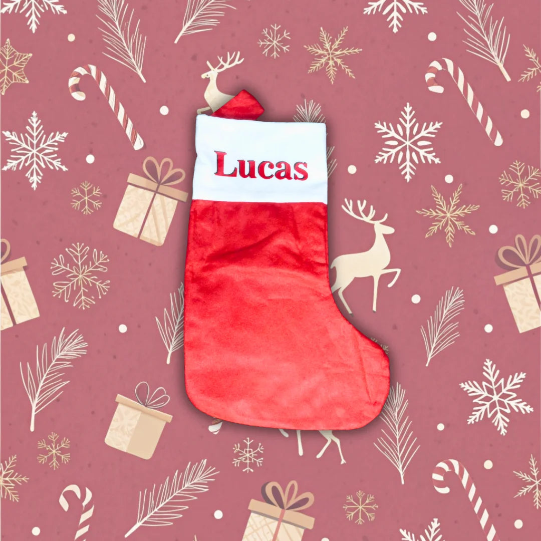 Calcetín y gorro de Papá Noel personalizado con nombre - Product Image