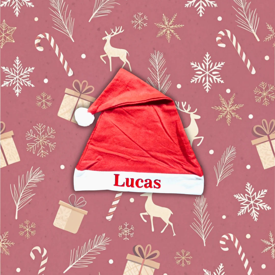 Calcetín y gorro de Papá Noel personalizado con nombre - Product Image
