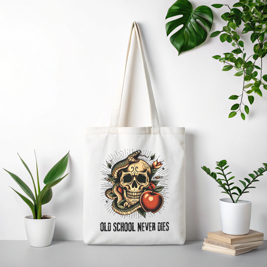 Bolsa de tela "Old school never dies calavera"