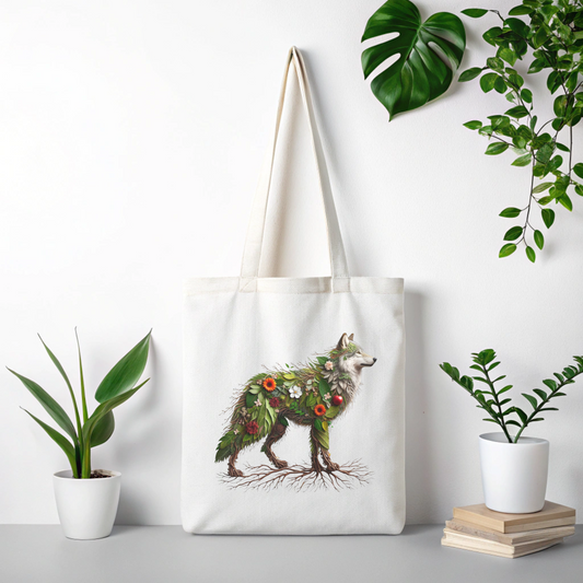 Bolsa de tela "Lobo entero naturaleza"