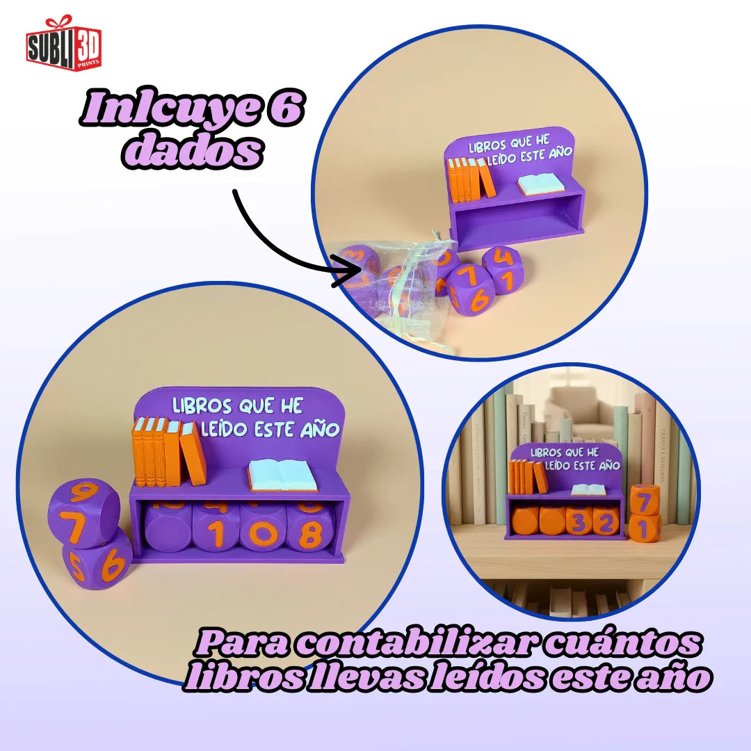 Contador de Libros Leídos Este Año – Impresión 3D Decorativa para Amantes de la Lectura - Product Image
