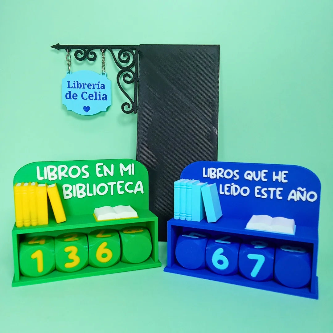 Pack 2 Contadores de Libros y Cartel Librería 3D - Product Image