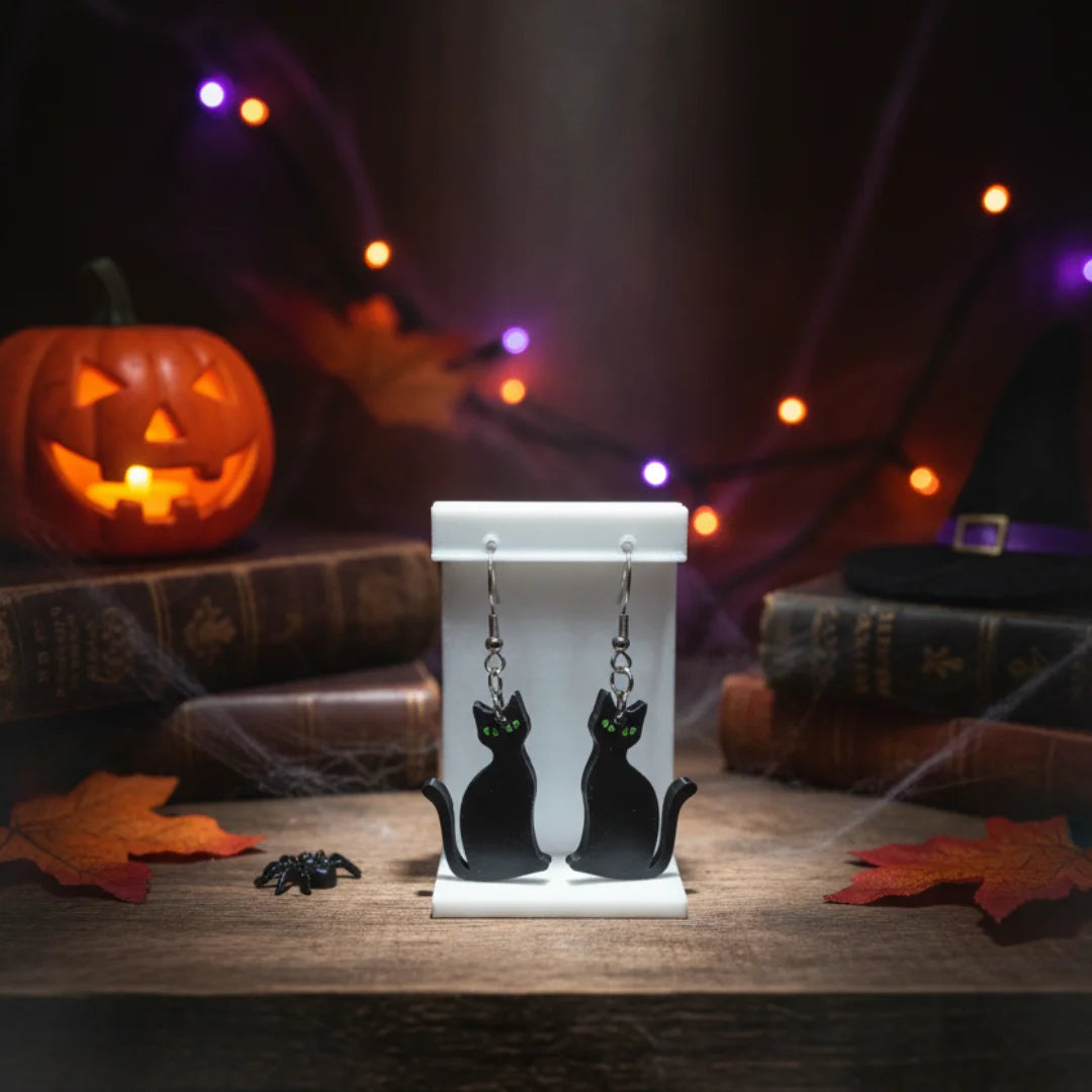 Pendientes 3D "Gato negro" - Product Image