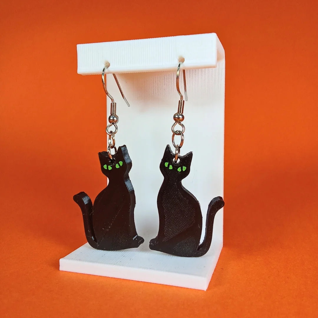 Pendientes 3D "Gato negro" - Product Image