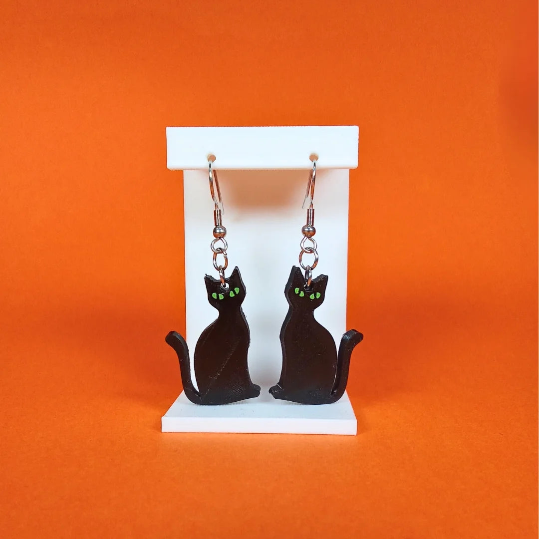Pendientes 3D "Gato negro" - Product Image