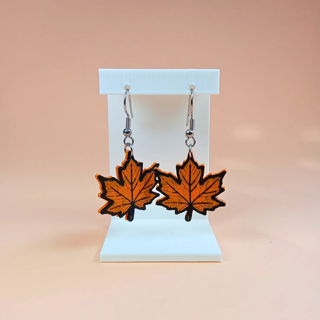Pendientes 3D "Hoja Otoñal" - Product Image