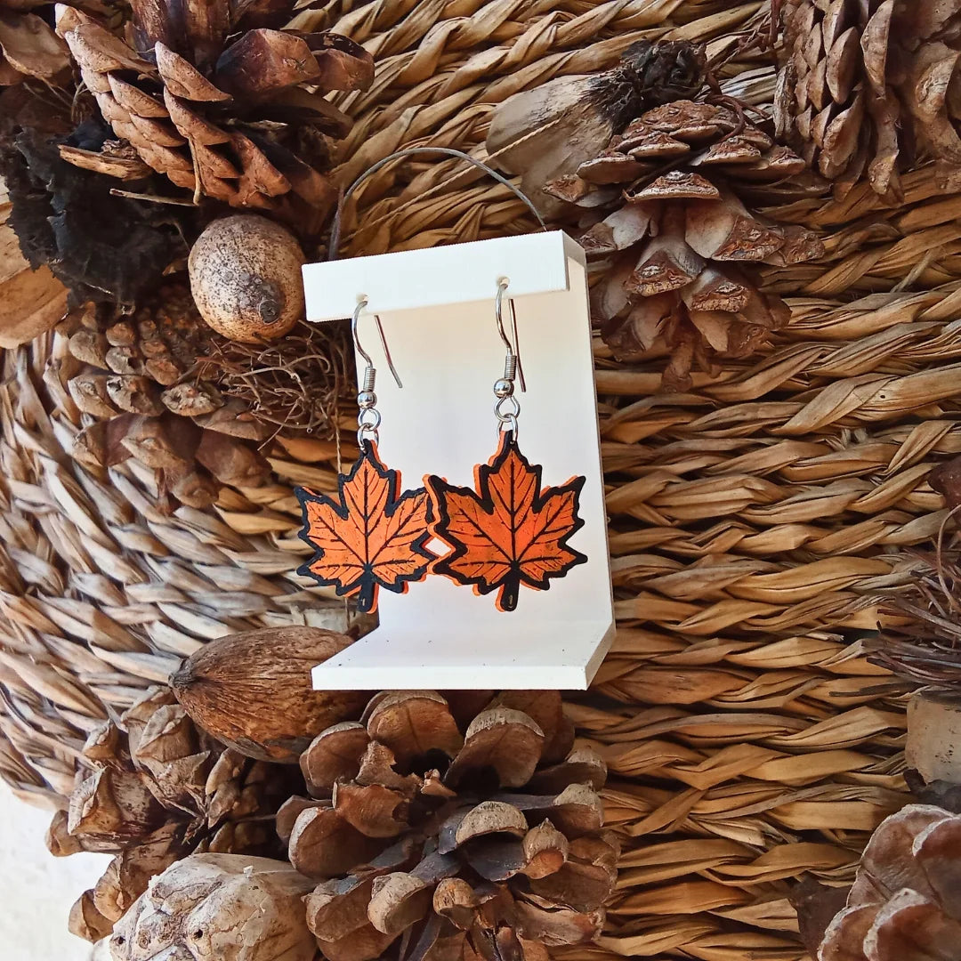 Pendientes 3D "Hoja Otoñal" - Product Image