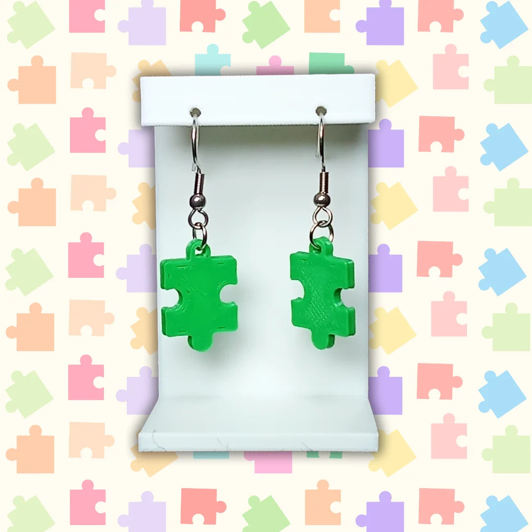 Pendientes 3D "Pieza de puzzle" varios colores - Product Image