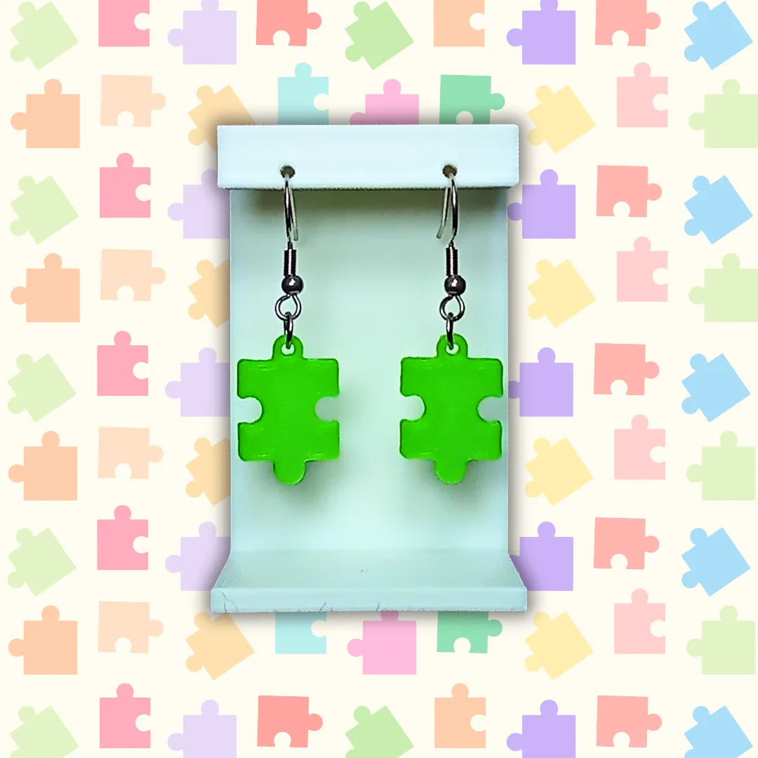 Pendientes 3D "Pieza de puzzle" varios colores - Product Image