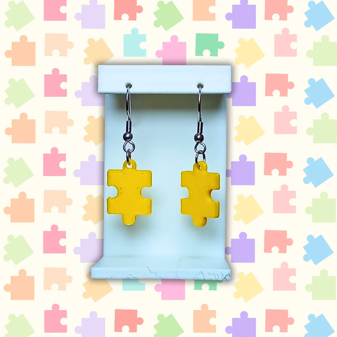 Pendientes 3D "Pieza de puzzle" varios colores - Product Image