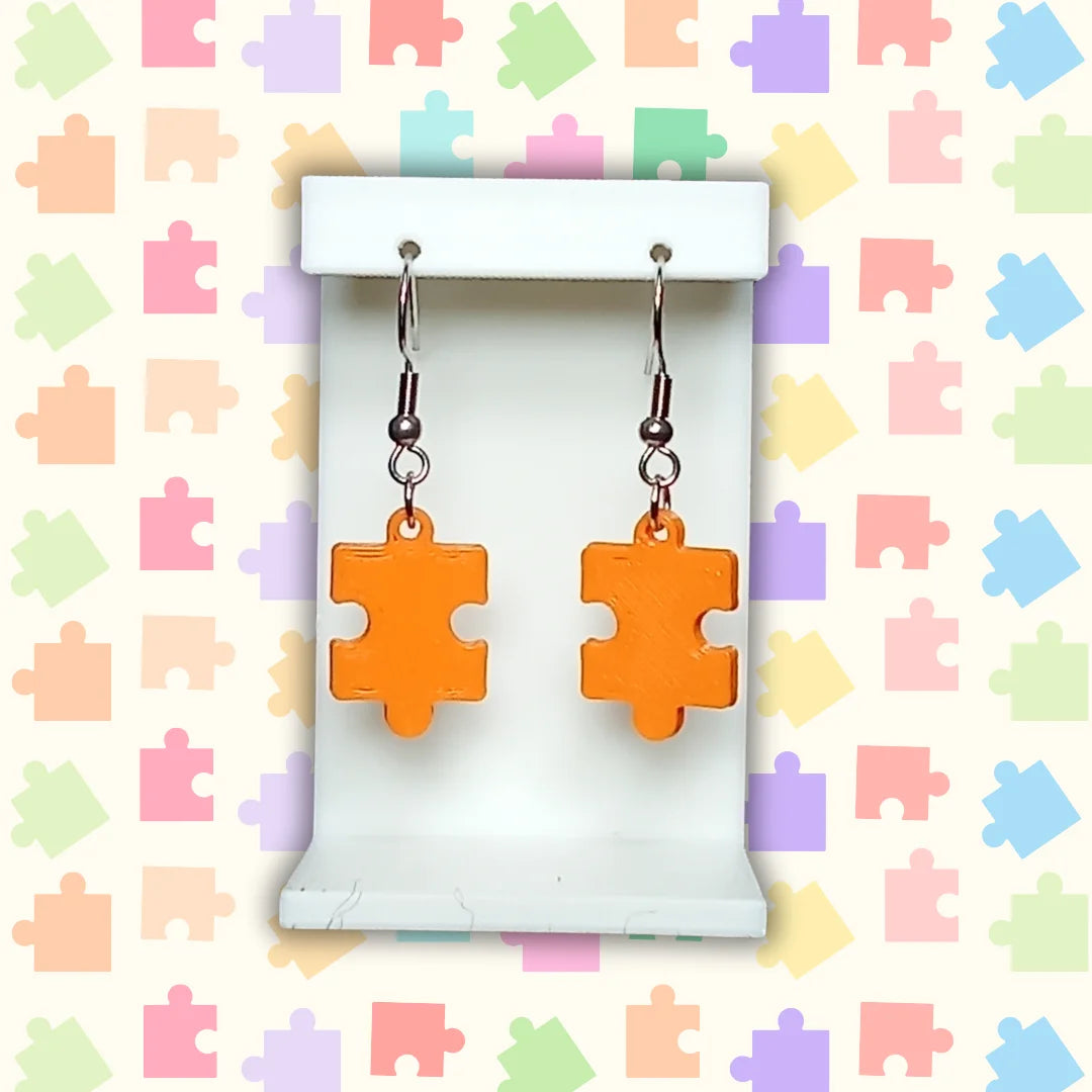 Pendientes 3D "Pieza de puzzle" varios colores - Product Image