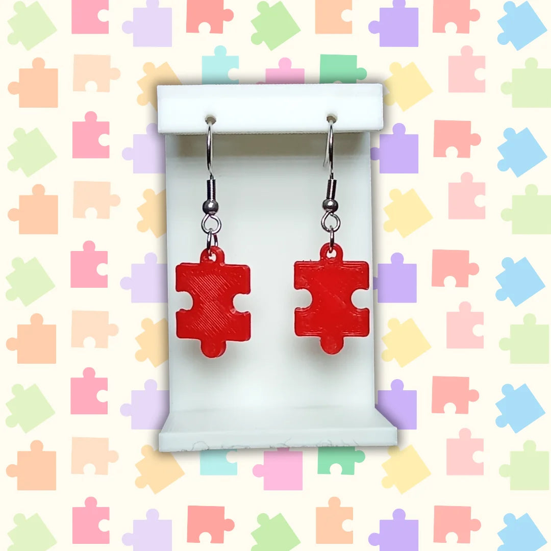 Pendientes 3D "Pieza de puzzle" varios colores - Product Image
