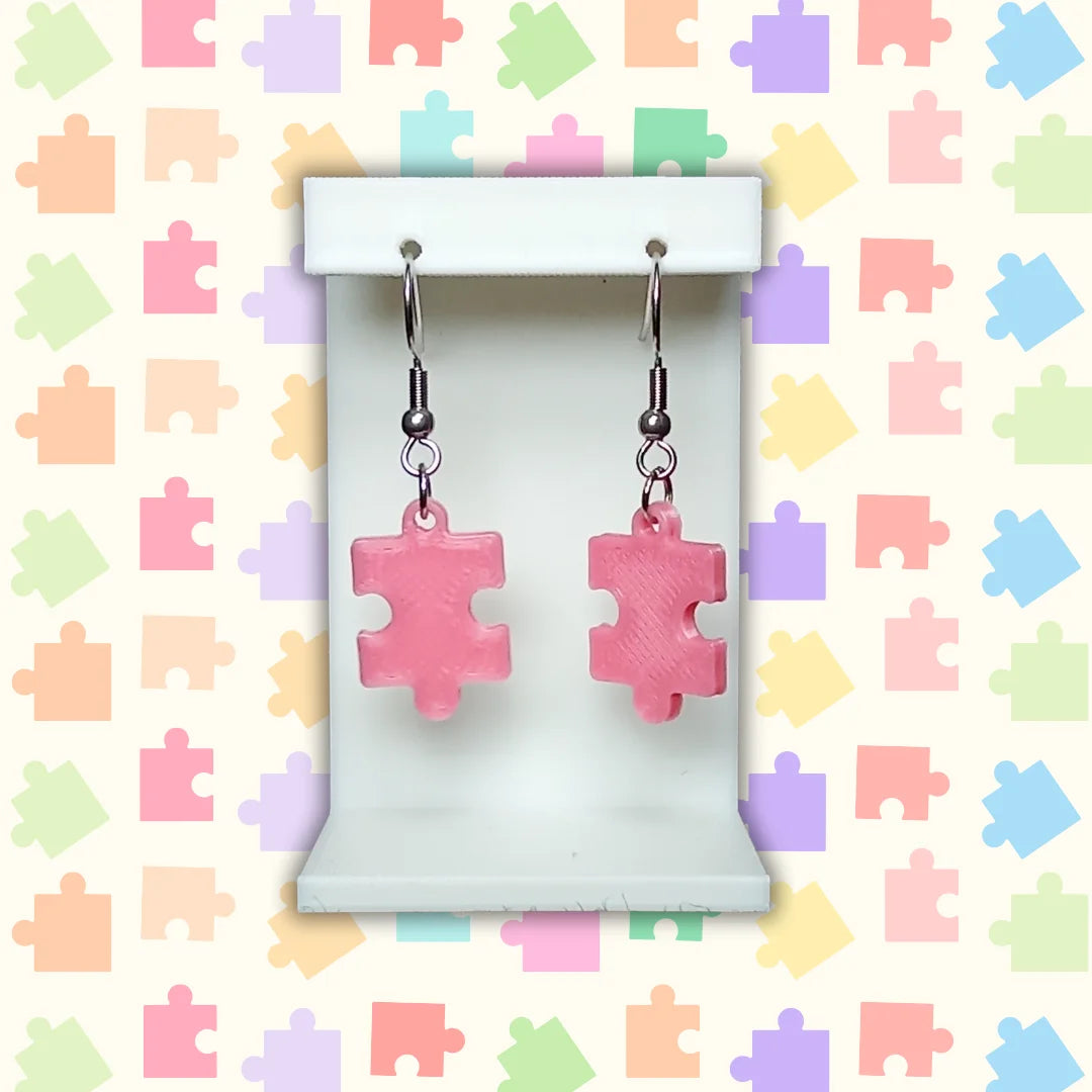 Pendientes 3D "Pieza de puzzle" varios colores - Product Image
