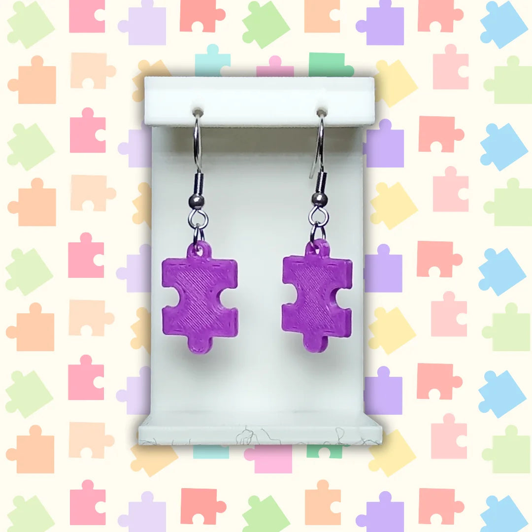 Pendientes 3D "Pieza de puzzle" varios colores - Product Image