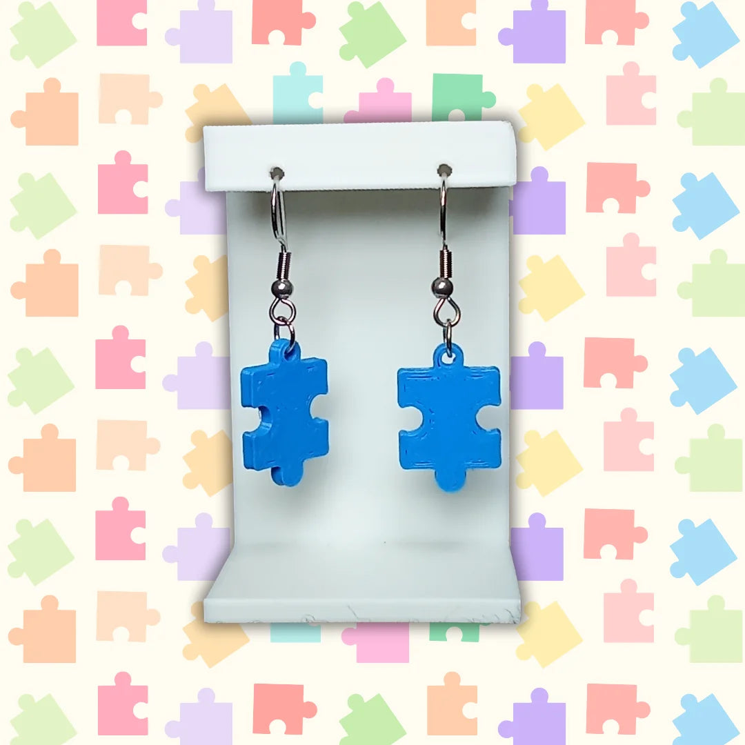 Pendientes 3D "Pieza de puzzle" varios colores - Product Image